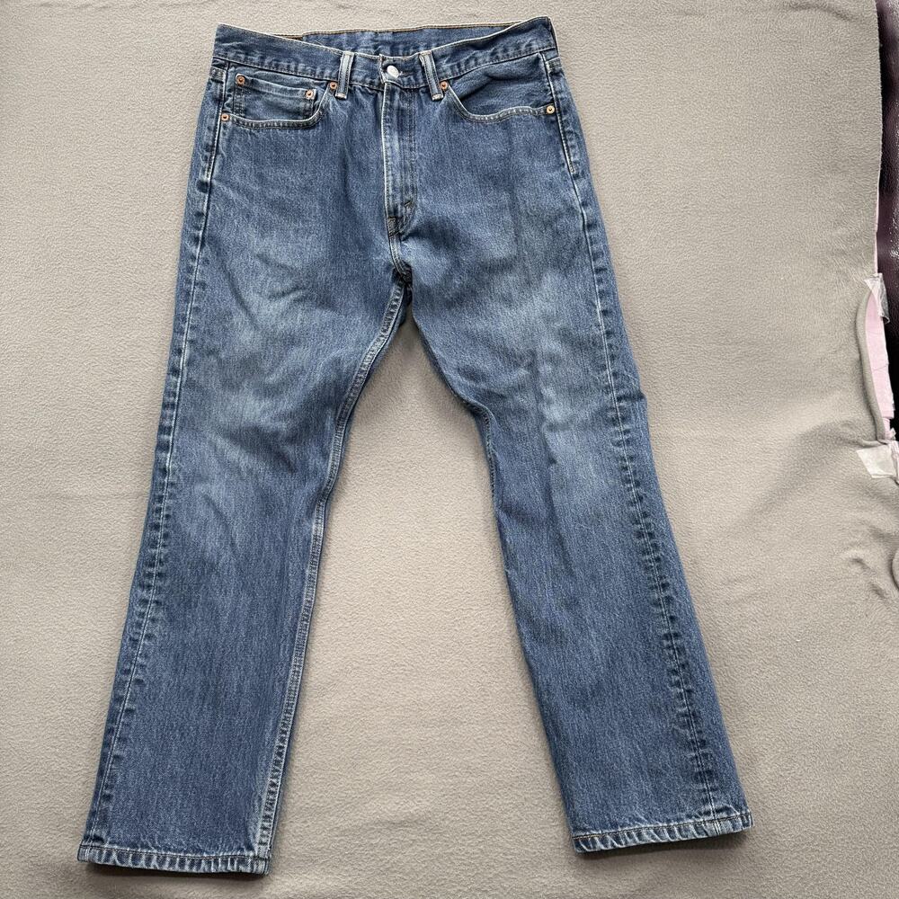 Levis 505 Jeans Mens 34x30 Blue Straight Leg Regular Fit Zip Fly Denim Mid Wash